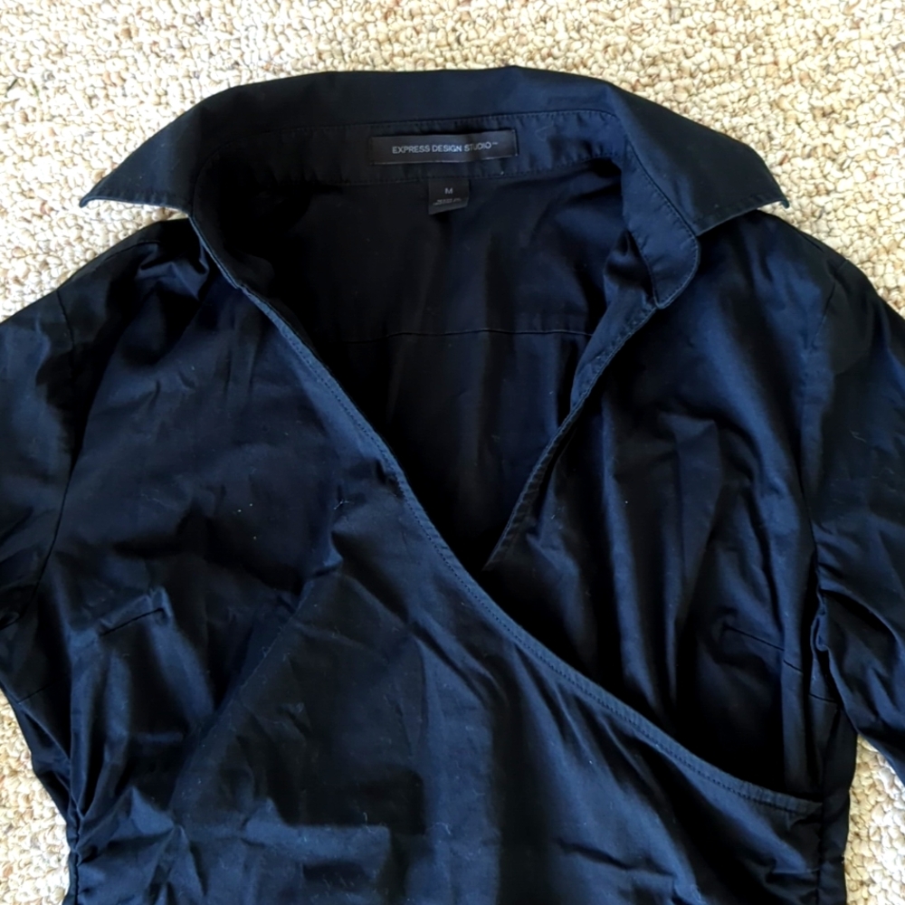 Express Design Studio Stretch Surplus Blouse, Bla… - image 7